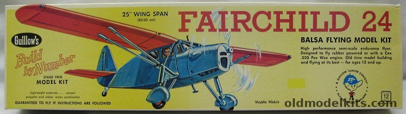 Guillows Fairchild 24 - 25 inch Wingspan - R/C Control Line or Rubber Powered Kit, 701 plastic model kit